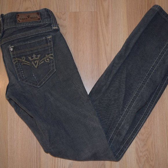 Women's Sang Real bootcut jeans, Size 25 grey with embellished pockets EUC - Picture 1 of 7